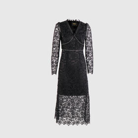 蕾丝珠边长袖连衣裙