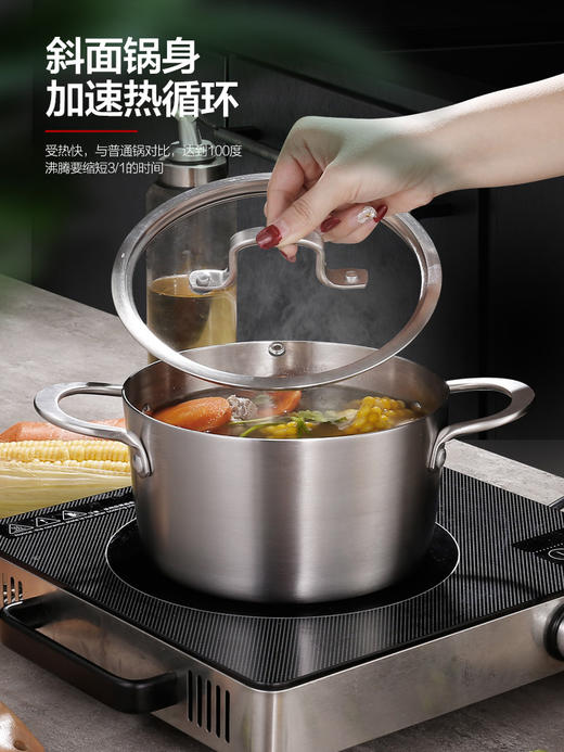 304不锈钢汤锅    加厚奶锅家用小煮锅炖锅煮双耳汤锅燃气电磁炉 商品图3