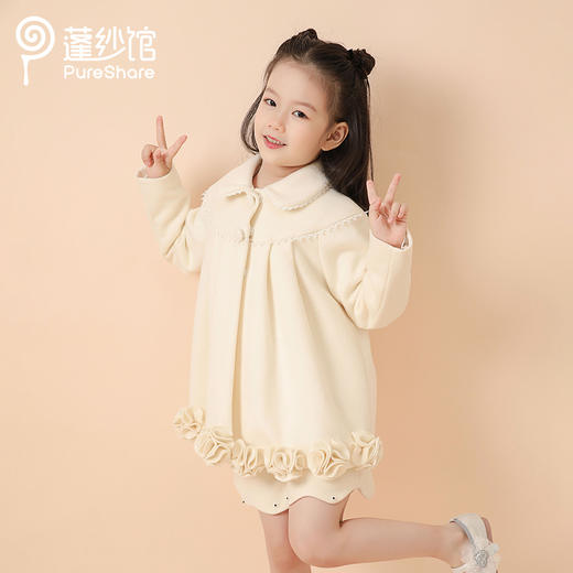 非质量问题不退换   PureShare女童公主裙新款时髦加厚毛呢秋冬款连衣裙-泡芙女孩 商品图2