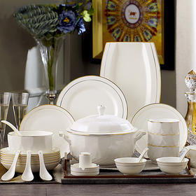 自然醒描金璀璨简奢骨瓷餐具套装TXTX