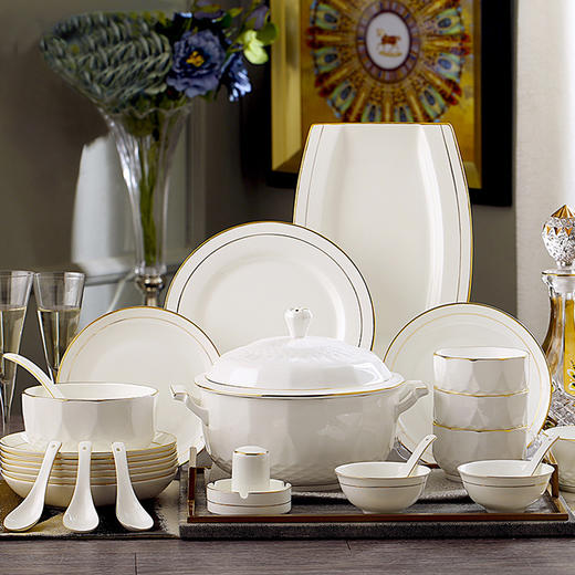 自然醒描金璀璨简奢骨瓷餐具套装TXTX 商品图0