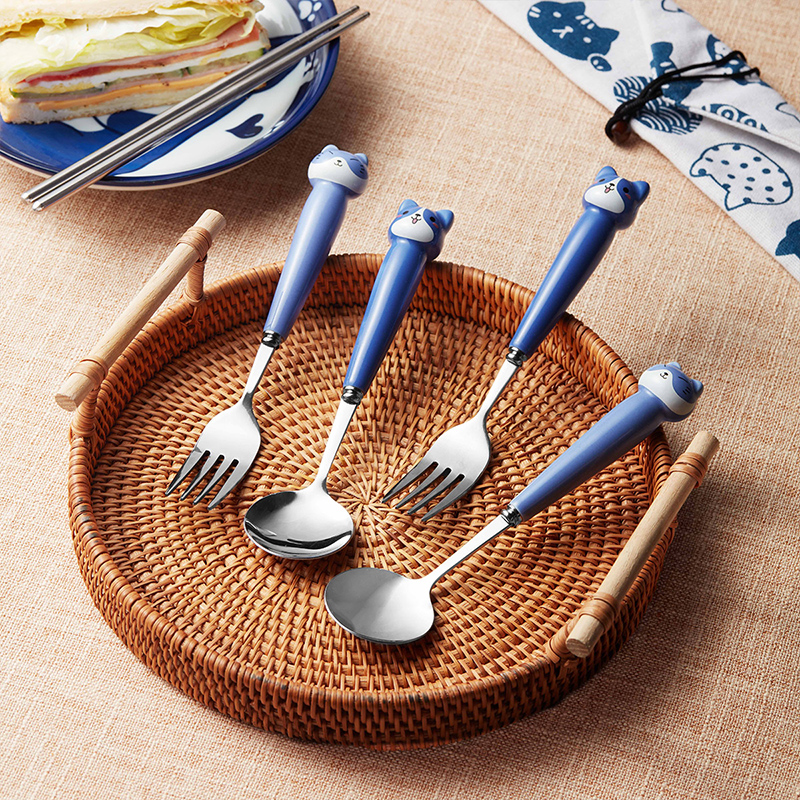 共禾京品 日式手绘可爱猫咪/柯基一人食餐具