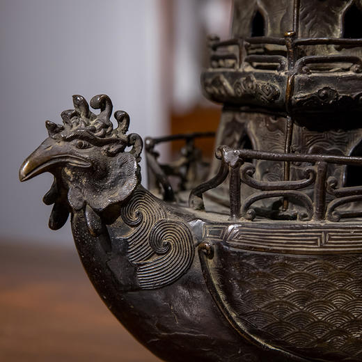 清 铜凤头龙尾宝塔形香薰 商品图2