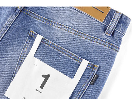 太平鸟男装 潮流韩版休闲蓝色紧身牛仔裤男B2HAC1A04 商品图2