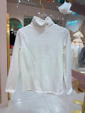 非质量问题不退换哦~pureshare 女童打底衫秋冬新款羊绒保暖可爱套头大童针织衫-白色高领打底衫