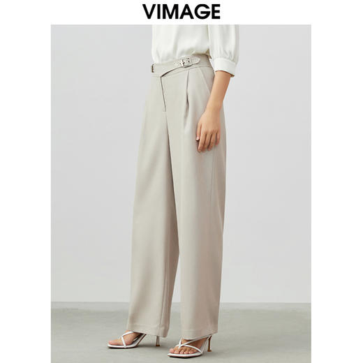 VIMAGE纬漫纪春季新款修身显瘦百搭高腰直筒西装裤子休闲裤V1705307 商品图3