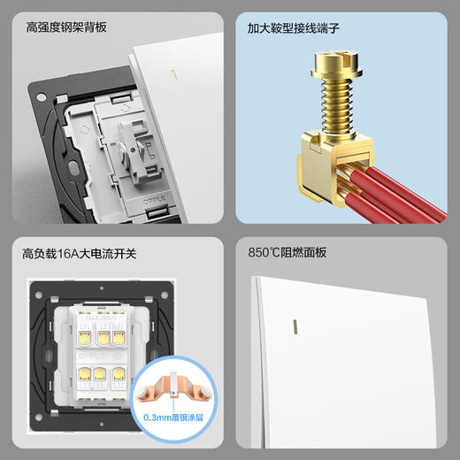 OPPLE欧普照明超薄开关插座T01悦享月光白五孔开关家用面板空调墙式多孔插座墙上固定 商品图6