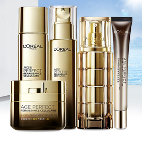 欧莱雅金致臻颜松露奢养肌活女士护肤品紧组合套装 爽肤水+乳液+修护精华+眼霜+面霜