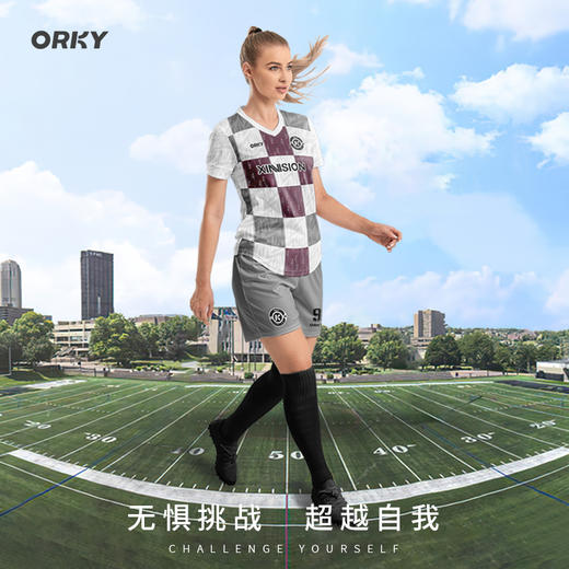 ORKY沃恺 女定制训练服短袖足球服套装球衣修身夏季比赛亲子装 商品图5