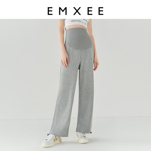 嫚熙休闲裤秋冬外穿加绒加厚阔腿怀孕期直筒卫裤 商品图1