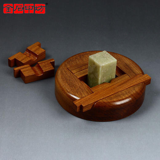 金石印坊精品花梨木方形篆刻印床 圆形篆刻印床  YCM-4 篆刻器具印床刻印工具 商品图3