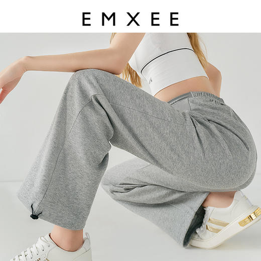 嫚熙休闲裤秋冬外穿加绒加厚阔腿怀孕期直筒卫裤 商品图4