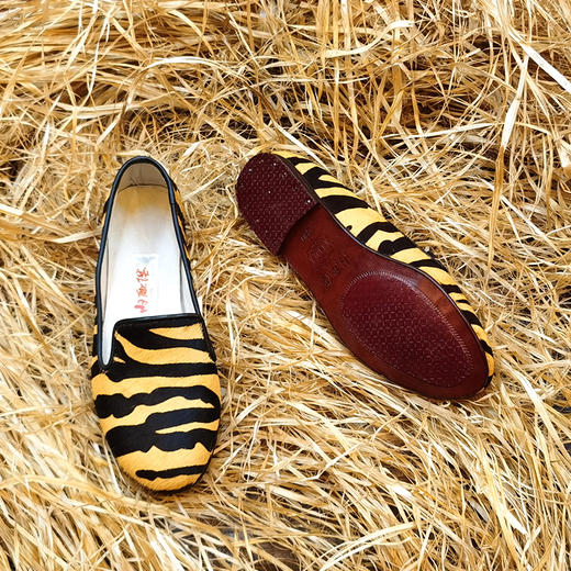 内联升女鞋手工单鞋皮底镶芯狂野小舌鞋7243A 商品图1