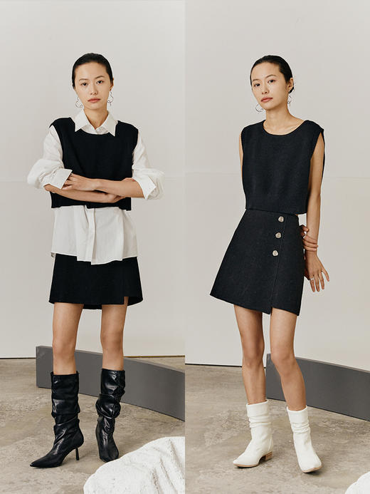 HeyDress纯棉针织马甲背心女新款圆领短款外穿无袖坎肩外搭 商品图3