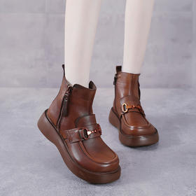 YR  A252头层牛皮机车靴拉链切尔西靴真皮短靴