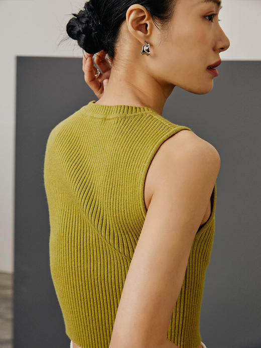 HeyDress圆领针织马甲背心女春夏坑条显瘦马夹无袖套头外穿坎肩 商品图2