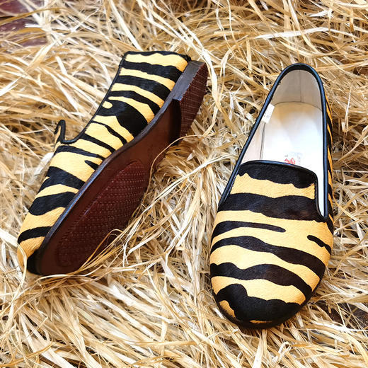 内联升女鞋手工单鞋皮底镶芯狂野小舌鞋7243A 商品图0