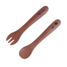 森林小伙伴树脂勺叉套装 棕色
