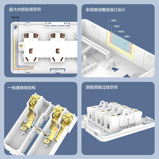 欧普（OPPLE）明装开关5五孔插座明线明盒墙面墙壁多孔超薄带明悦开关面板W61明月经典白 商品图6