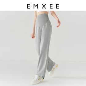 嫚熙休闲裤秋冬外穿加绒加厚阔腿怀孕期直筒卫裤