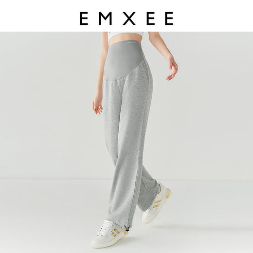 嫚熙休闲裤秋冬外穿加绒加厚阔腿怀孕期直筒卫裤 商品图0