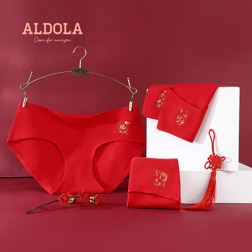 雅黛丽内裤女纯棉本命年女属虎红色三角裤无痕全棉结婚中腰短裤头 商品图4