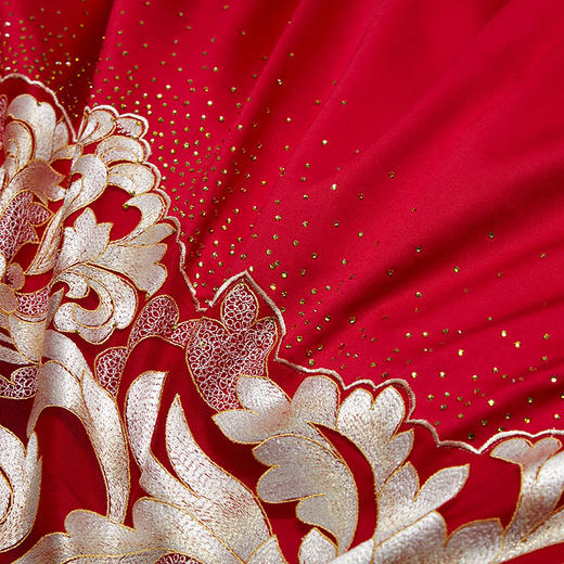 梦洁立体浮雕质感 长绒棉独幅定位蕾丝五件套 ：女王殿下（波尔多红） 商品图4