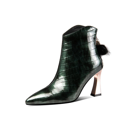 时尚个性，亮面高跟短靴   XME-9266 商品图3