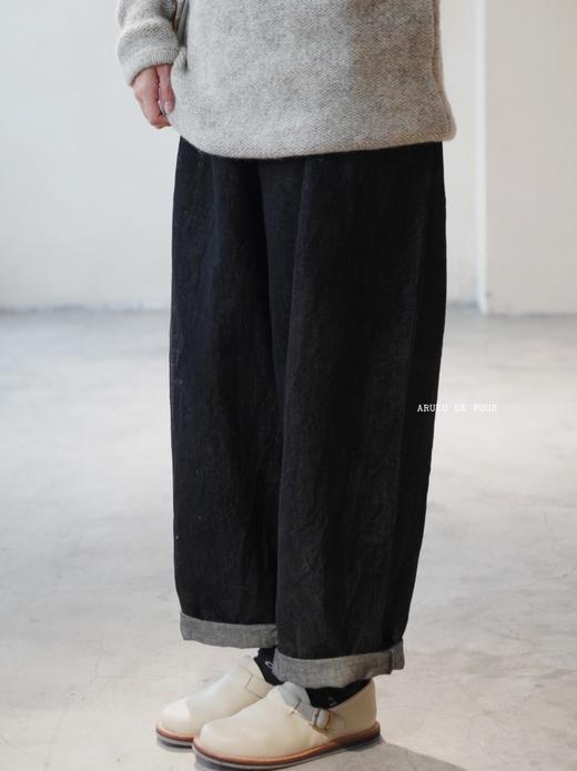 LABORATORY黑色米白深蓝阔腿裤 商品图8