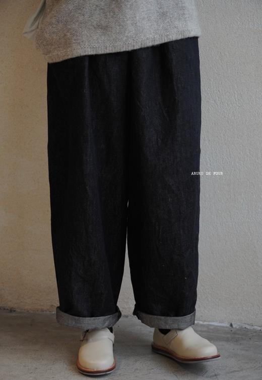 LABORATORY黑色米白深蓝阔腿裤 商品图9