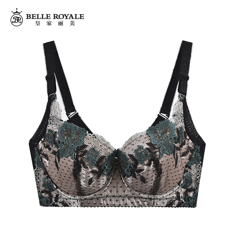 【秒杀品不退不换】皇家丽美聚拢调整型文胸蕾丝刺绣防滑上托夏季薄款W1377-1