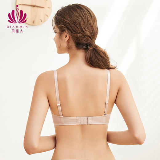 贝佳人新品3/4中厚杯女士内衣聚拢软钢圈抬托小胸显大刺绣文胸BW912051 商品图2