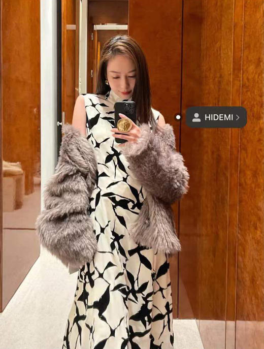 HIDEMI 立体植绒印花轻礼服连衣裙 商品图2