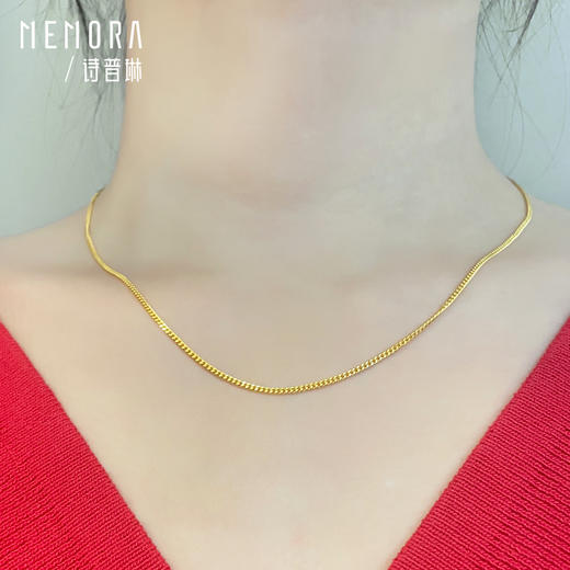 【按克计价黄金1】MEMORA诗普琳珠宝足金黄金侧身链素金链子GN213601（线上专供） 商品图3