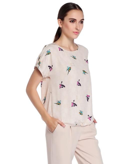 4894415333770 JOAN&DAVID 米色印花圆领短袖上衣 36(155/80A) 商品图2