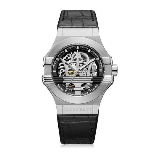 2017040331053  玛莎拉蒂MASERATI	【品牌让利】MASERATI镂空机芯休闲机械男士手表（无盒）【脏污划痕，皮带发黑褶皱】 商品图0