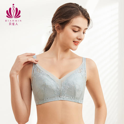 贝佳人新品无钢圈深V聚拢文胸立体薄棉杯包容全罩杯内衣女薄款BW952003 商品图3