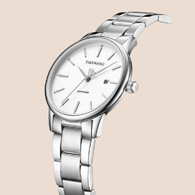 S00002634 天王TIAN WANG 简约时尚男士女士石英表皇冠秒针钢带情侣手表31193【划痕明显】（无电）