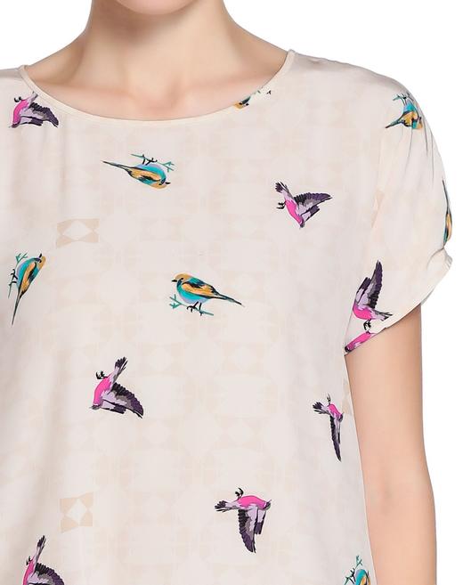 4894415333770 JOAN&DAVID 米色印花圆领短袖上衣 36(155/80A) 商品图4