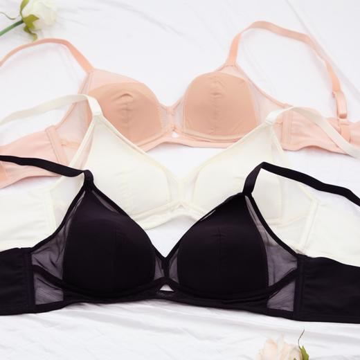 贝佳人新品镂空鸡心性感内衣透气孔三角杯无钢圈文胸弹力网纱边BW32804 商品图3