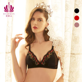 贝佳人新品性感三角杯复古法式花卉刺绣内衣无钢圈舒适薄杯文胸女BW91825