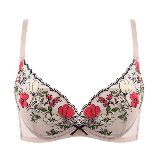 贝佳人新品3/4中厚杯女士内衣聚拢软钢圈抬托小胸显大刺绣文胸BW912051 商品图3