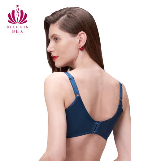 贝佳人裸感无钢圈内衣甜美花纹蕾丝立体托胸聚拢胸罩小胸显大BW95816 商品图3