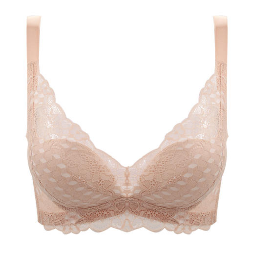 贝佳人新品花纹蕾丝调整型文胸无钢圈零束缚美背内衣透气聚拢BW952022 商品图1