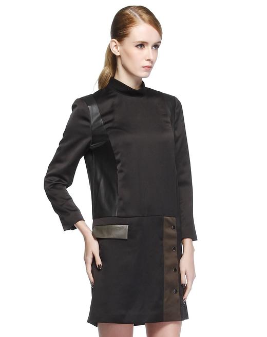 4894415234527  EQ:IQ 黑色半开襟气质九分袖连衣裙42(170/96A) 商品图2