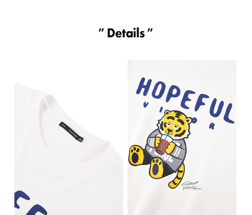 太平鸟男装 2022萌虎系列白色休闲卫衣外套B2BFC1116 商品图2