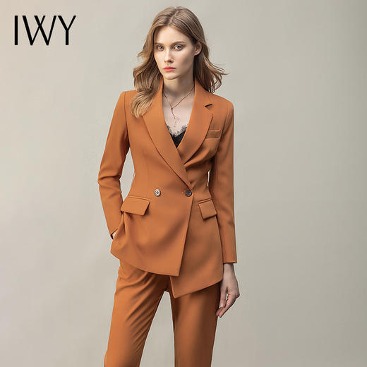 IWY/焦糖色时尚不规则通勤女士西装套装 CP11375 商品图0