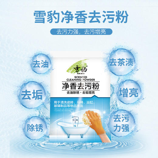 雪豹净香漂水去污粉500g清洗擦拭瓷器厨房设施搪瓷玻璃制品留香