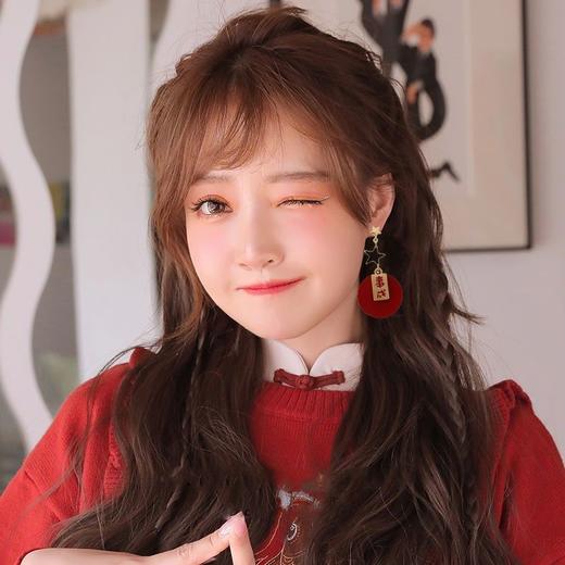 适合过年的耳环红色灯笼福字不对称耳钉小众设计感新年喜庆耳饰女 商品图3