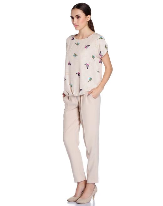 4894415333770 JOAN&DAVID 米色印花圆领短袖上衣 36(155/80A) 商品图3